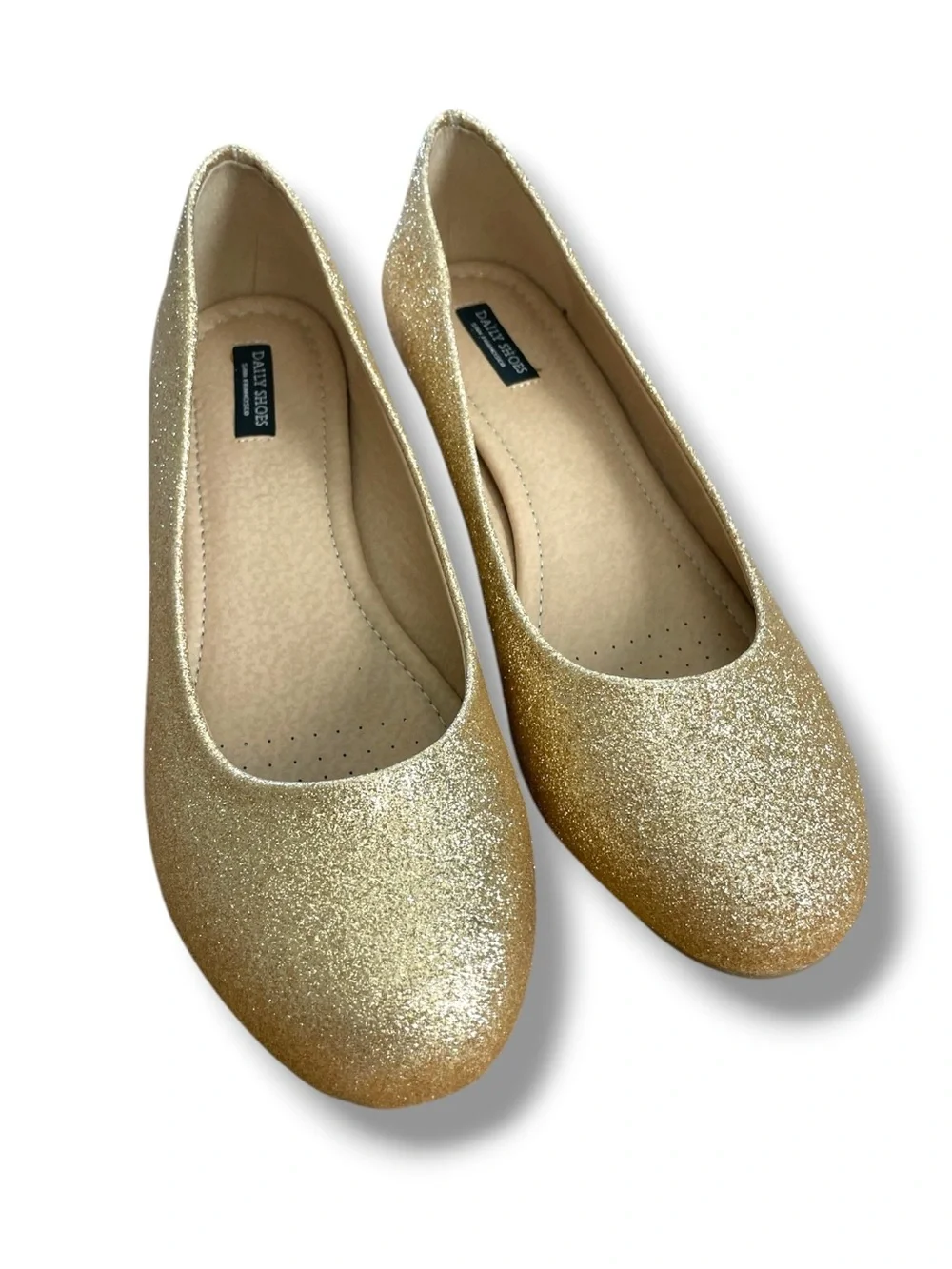 Gold Glitter Wedge Pumps Comfort Round Toe Sparkle Party Wedding Daily Shoes